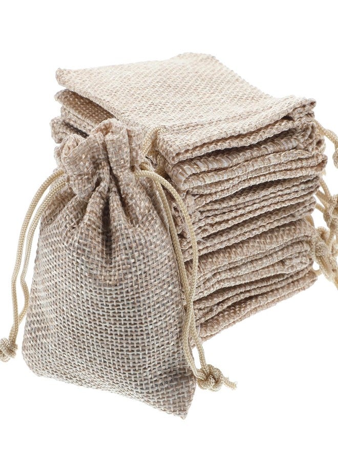 Eldraqth 20PCS Reusable Burlap Gift Bags with Drawstring 4.7 x 3.5 Inch Small Party Favor Gift Bags Premium Linen Jewelry Pouches Brown Linen Sacks Bag for Christmas Wedding Party DIY Craft Candy Packing - Image 1